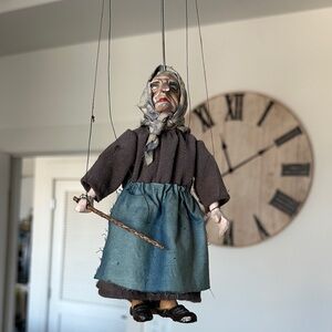 Handmade Czech Marionette “Baba Yaga”- Prague Artisan Wooden Puppet